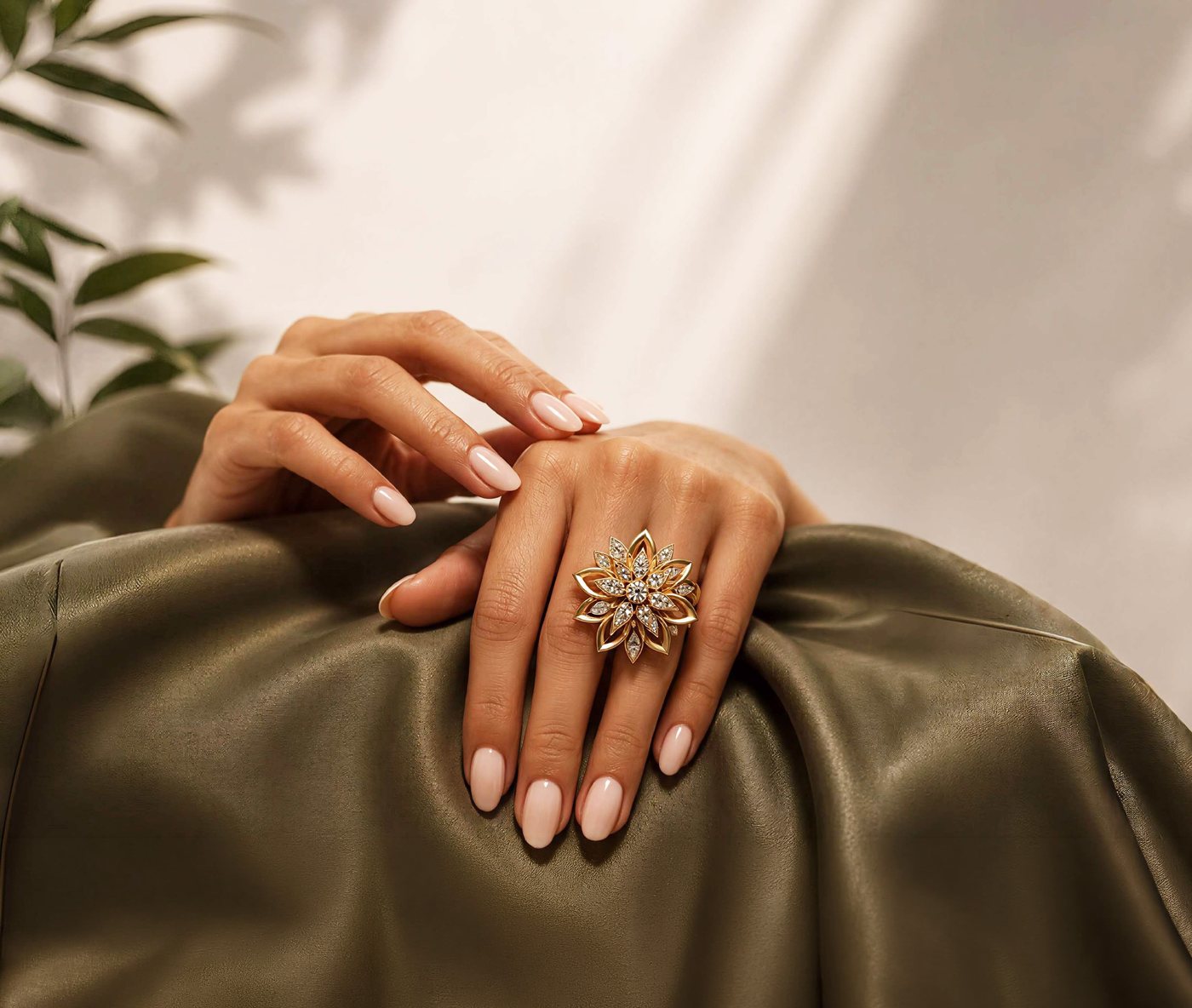 Diamond floral ring
